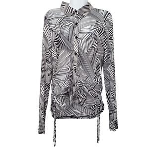 Sweet Rain Top Womens Large Geometric Sheer Mesh Blouse